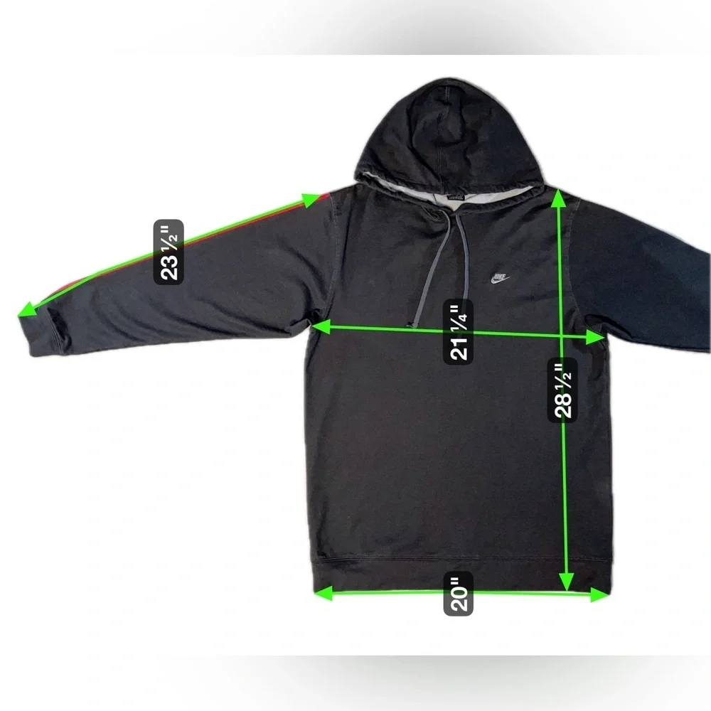 Nike Track Hoodie Men’s Small Black Red Stripe Pullover Gym Running Sweatshirt